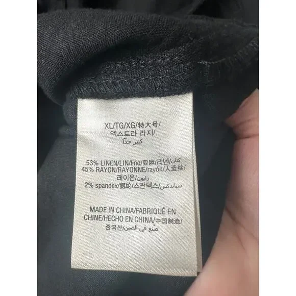 Trina Turk x I.N.C. Linen Blend Lace-Up Dress BLACK XL POCKETS Casual Slvls A42 - Picture 4 of 8